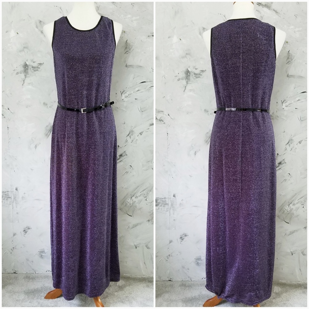 PAQUETTE TOO! Sparkly Deep Purple Maxi Dress